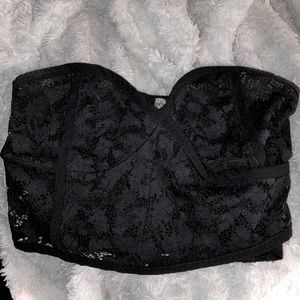 Lace Strapless Top Size M Black